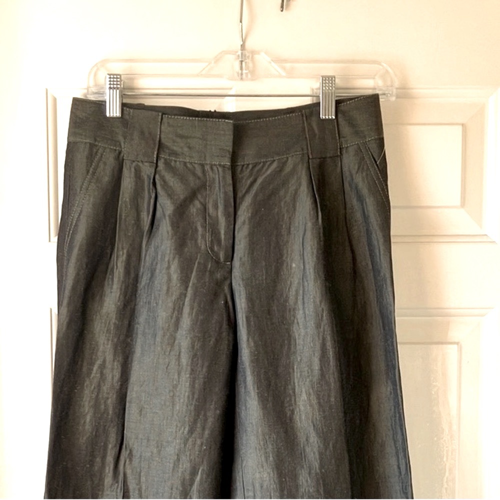 Talbots Heritage Pants Silk Linen Blend Dark Olive Green Size 2L  (Tall) NWT